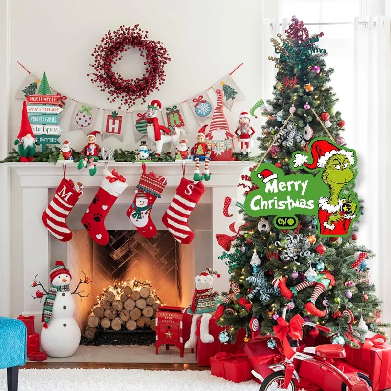 شماعة باب Whoville للعطلات - لافتة ترحيب لعيد الميلاد للدخول الأمامي، زينة عيد الميلاد مستوحاة من ديكور المنزل والحفلات من Dr Seuss #4