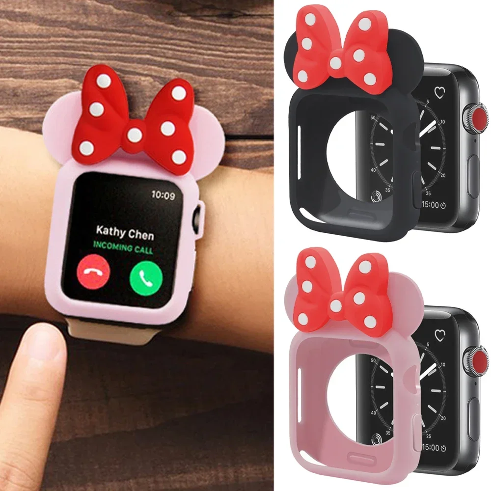 Soft Silicone TPU Cover For Apple Watch 7 41 45mm 654 40 44MM Cartoon Cute Shell For iWatch Series 38 42mm Girls Protective Case