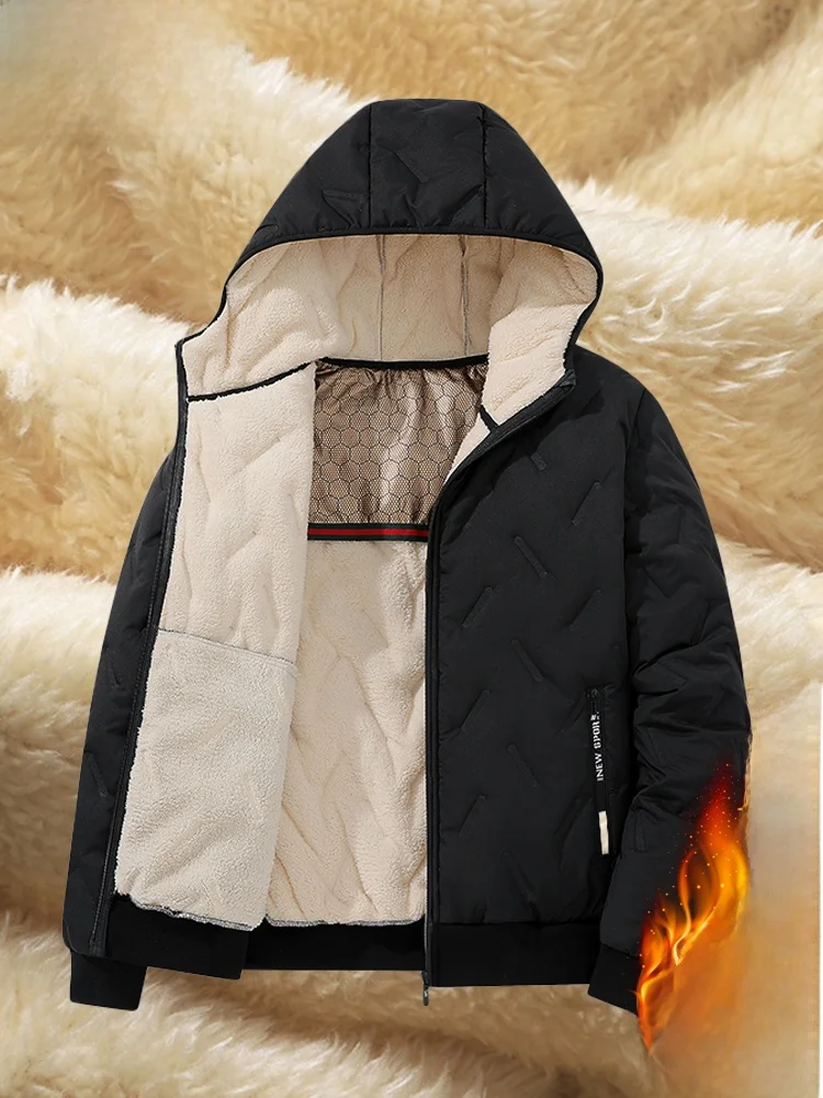 

Men's Winter Thiened Warm Cotton Jaet Hooded down Jaet Faion Urban Sle Long Sve Zipper Closure Polyester Fiber