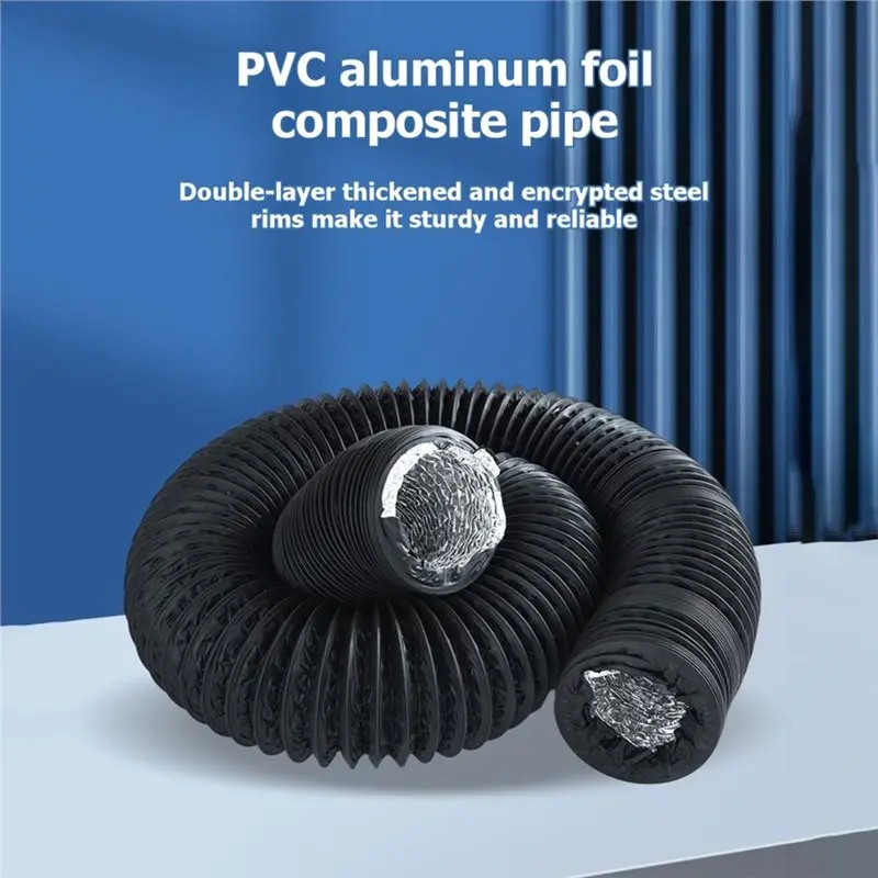 A96K-Aluminum Foil Vent Hose 6-Inch X 3 Meter Telescopic Double-Layer Design For Range Hoods And Bathroom Exhaust Fans