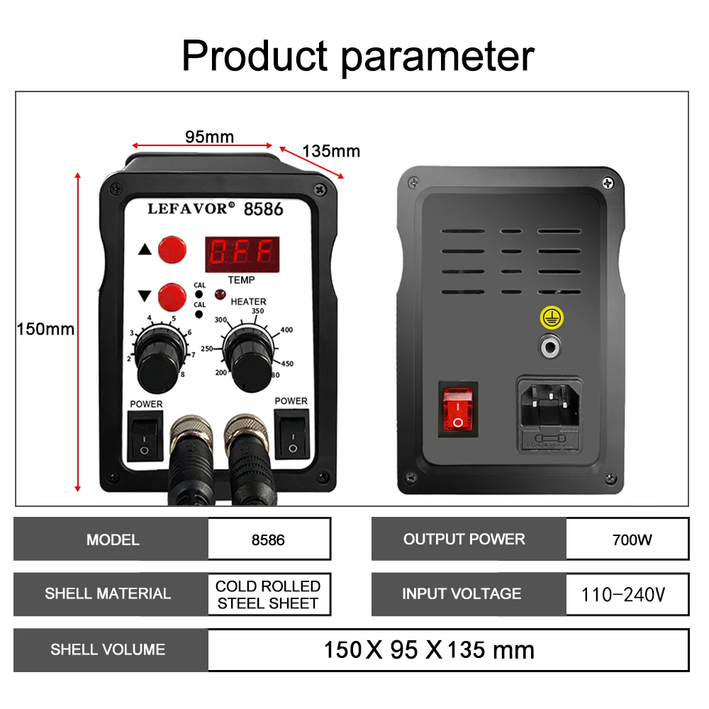 8586 Bộ Hàn 2 Trong 1 Kỹ Thuật Số ESD Quạt Thổi Gió Nóng Nhiệt Súng Hàn Hàn Sắt SMD Desoldering Làm Lại Ga dụng Cụ