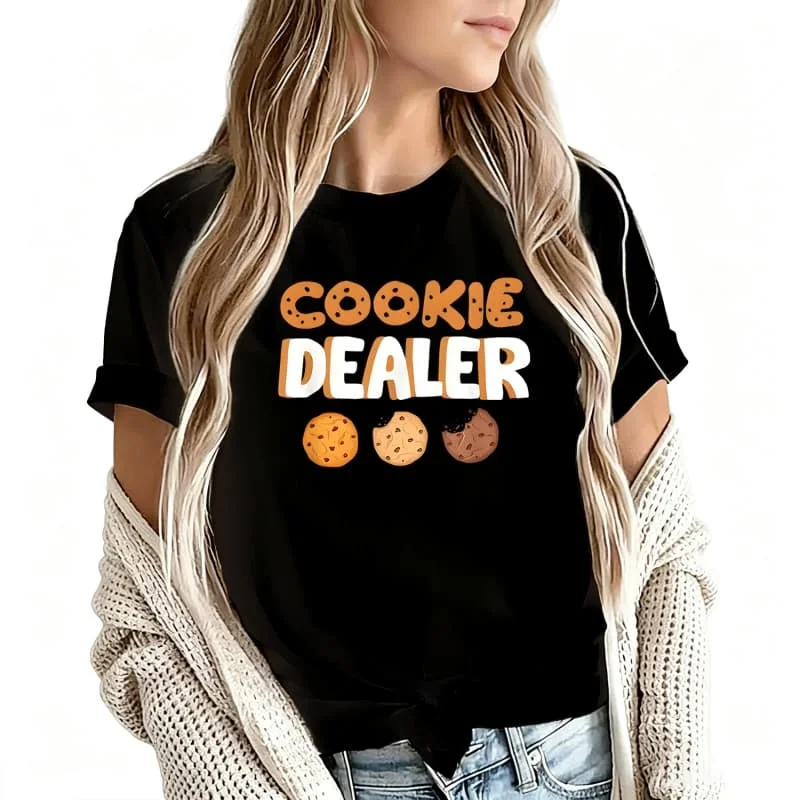 Cookie Dealer Women's T-Shirt 100% Cotton Funny Graphic Short Sleeve Tee Novelty Shirt Casual Crew Neck Top S-5Xl