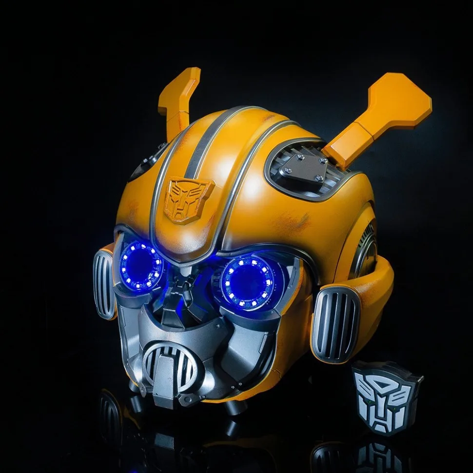 Genuine Transformers Bumblebee 1:1 Helmet Anime Fiugre Wearable Face Changing With Speakers Model Dolls Decor Toy Christmas Gift