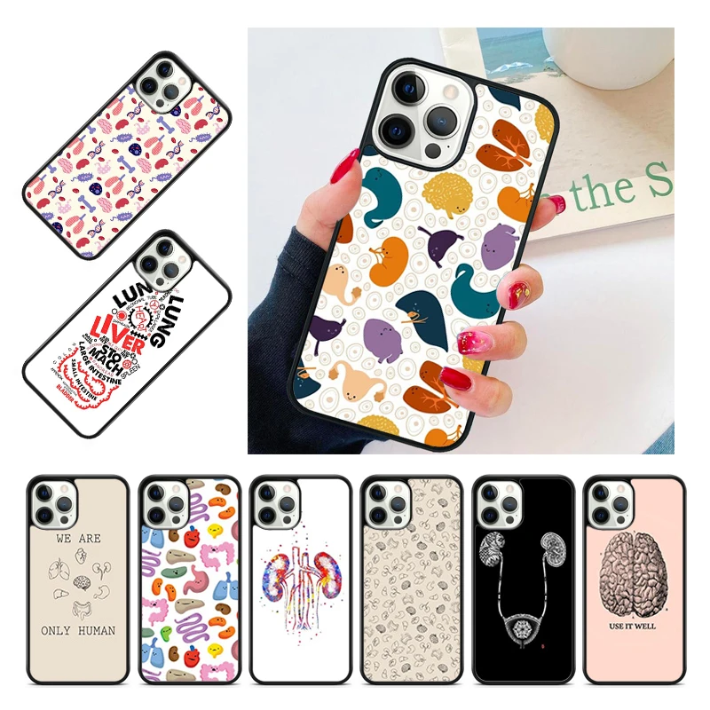 Funda de teléfono con arte renal cerebral de órganos humanos médicos para iPhone 17 Air 15 16 Pro Max 14 13 12 11 Pro Max Plus