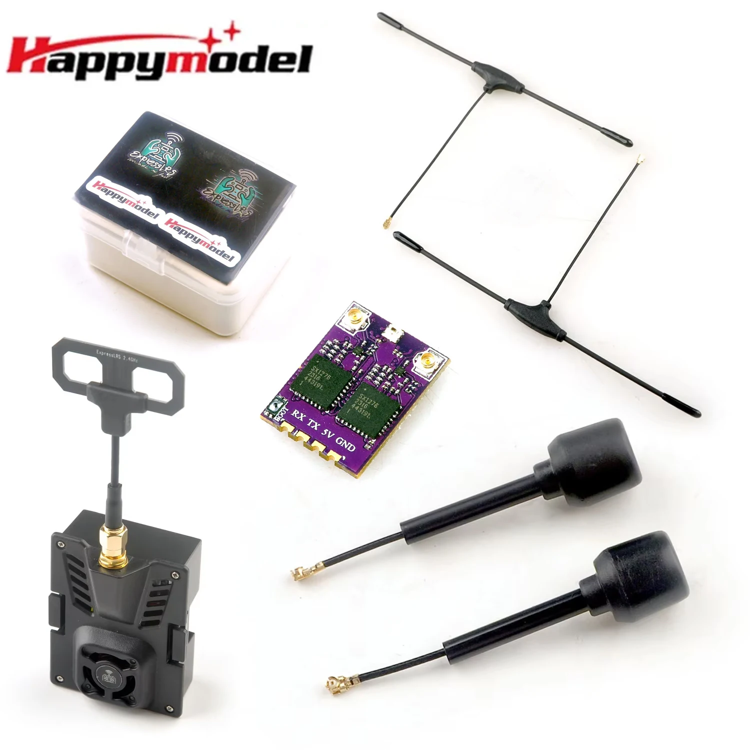 HappyModel DUAL RX ELRS Diversity Receiver 2.4G ELRS TX Module ExpressLRS ELRS Receiver Antenna For RC Airplane FPV Racing Drone