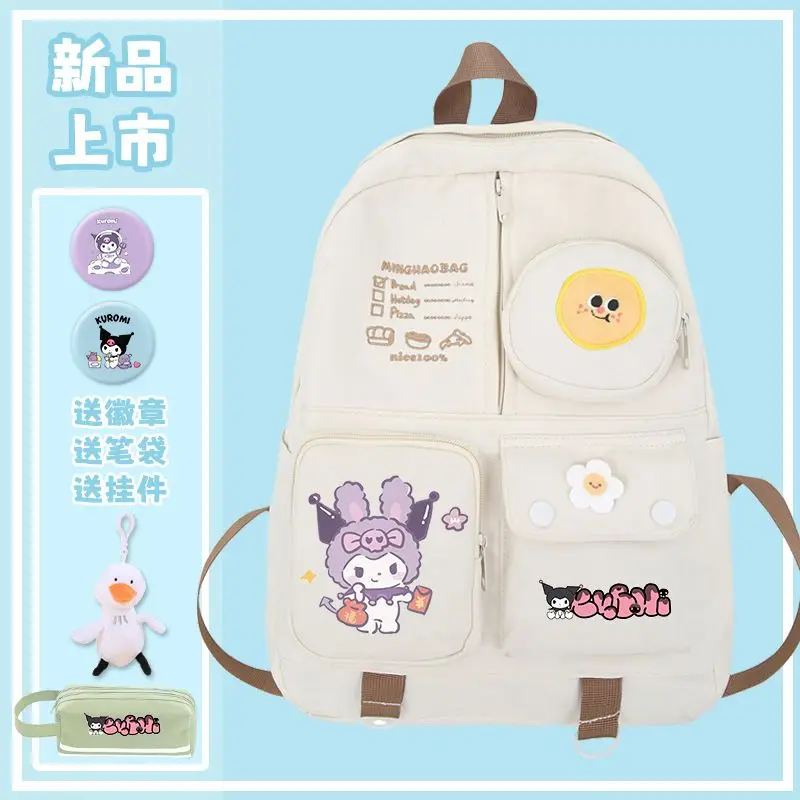 Sanrio Anime My Melody Kuromi School Bag Primary School Girls Good-looking Lightweight Children Backpack Large Capacity