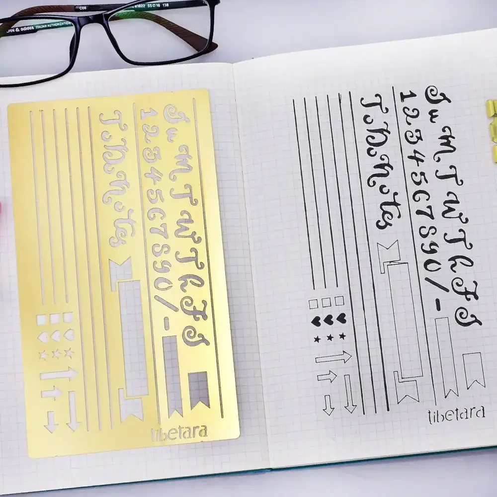

1pc 4x7'' Tibetara Brass Stencil Monthly Planner Stencil Weekly Stencil Planner Accessories for Personal Design-10195450