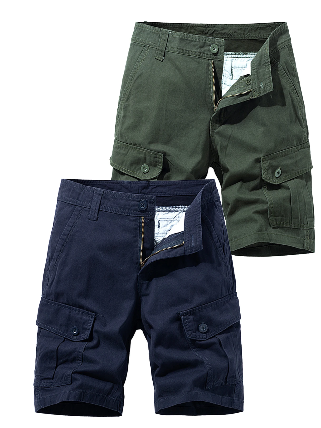 Men's Multi-Pocket Cargo Shorts Button Waist Summer Casual Outdoor Work Shorts 2 Pack Save More 27401