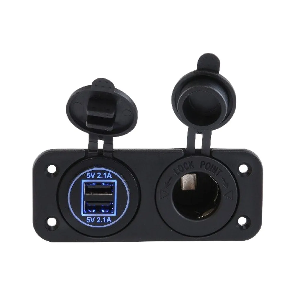 Dual USB Outlet Marine Waterproof Socket 12V DC Power Charger Adapter ABS Plastic RV Parts & Accessories