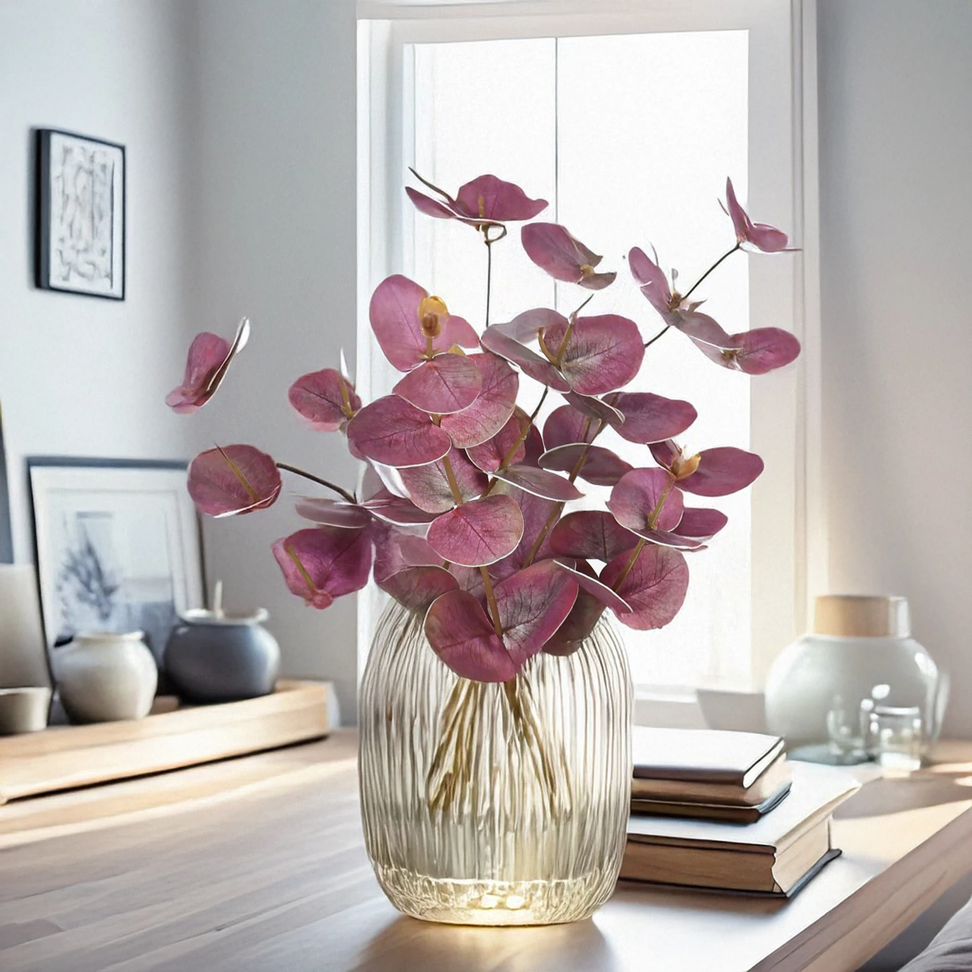 20 بوصة أوراق الأوكالبتوس الاصطناعية فو الخضرة نبات الدولار الفضي لديكور المنزل ترتيب الأزهار الجدول الديكور