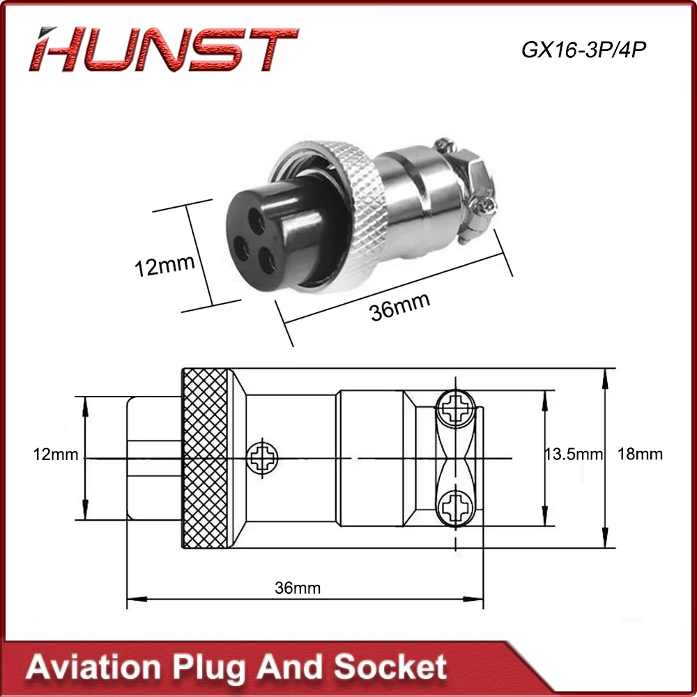HUNST GX16-3P/GX16-4P Aviation Plug Connector Metal Butt Plug Suitable For Foot Pedals And Swivel Joints