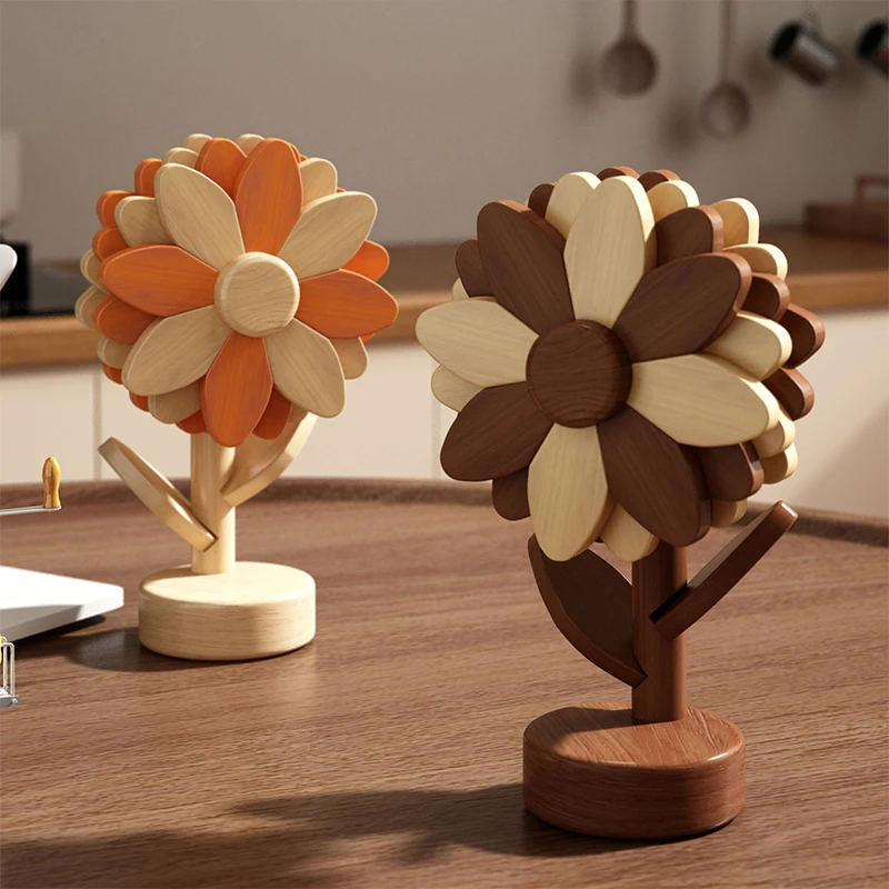 

Sunflower Coasters Placemats Insulation Mat Solid Wood Dining Table Anti Scalding Mat Dishes Bowls Home Decor Insulation Mats