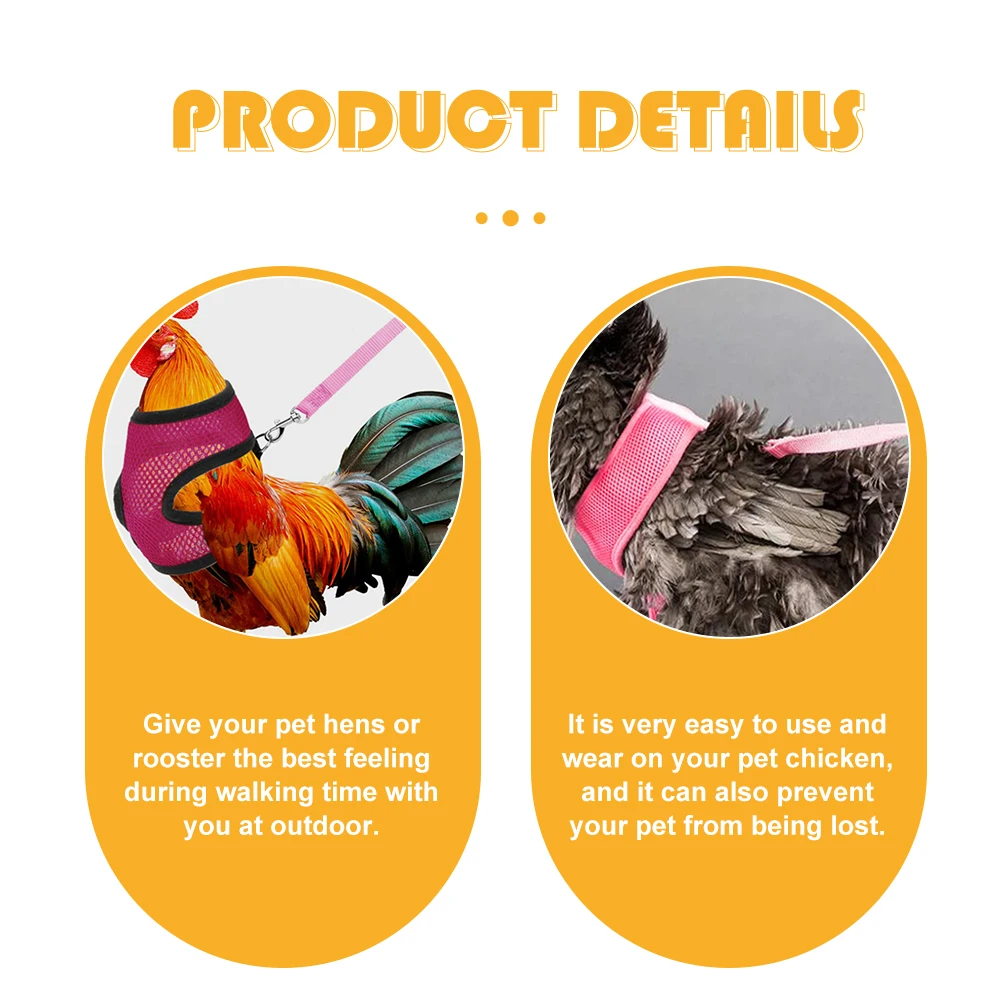 

Chicken Leash Vest Training Set Comfortable Hen Harness Durable Breathable Easy to Use Outdoor Fun Pet Decoration