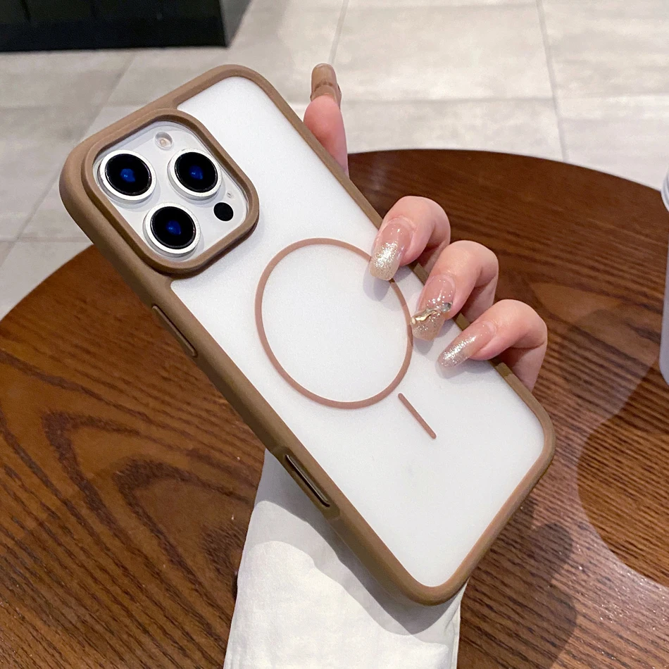 Матовый чехол Magsafe для iPhone 16, 15, 14, Pro Max Plus 13, 12, чехлы с магнитной беспроводной зарядкой, тонкий твердый чехол