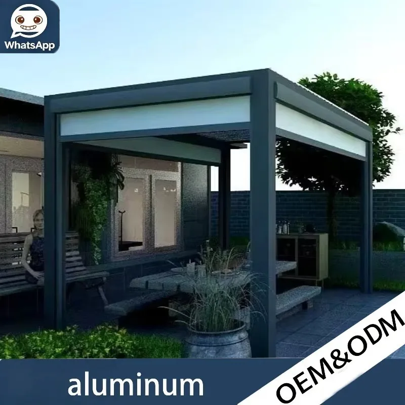 Aluminum Electric Gazebo Kit Custom Size Windproof Waterproof Outdoor Shelter Designed For Private Garden And Backyard Space
