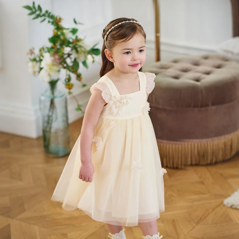 Dave Bella Girls Mesh Party Princess Dress Children Embroidery Sleeveless Ball Gown Dress Sweet Wedding Birthday DB2261852