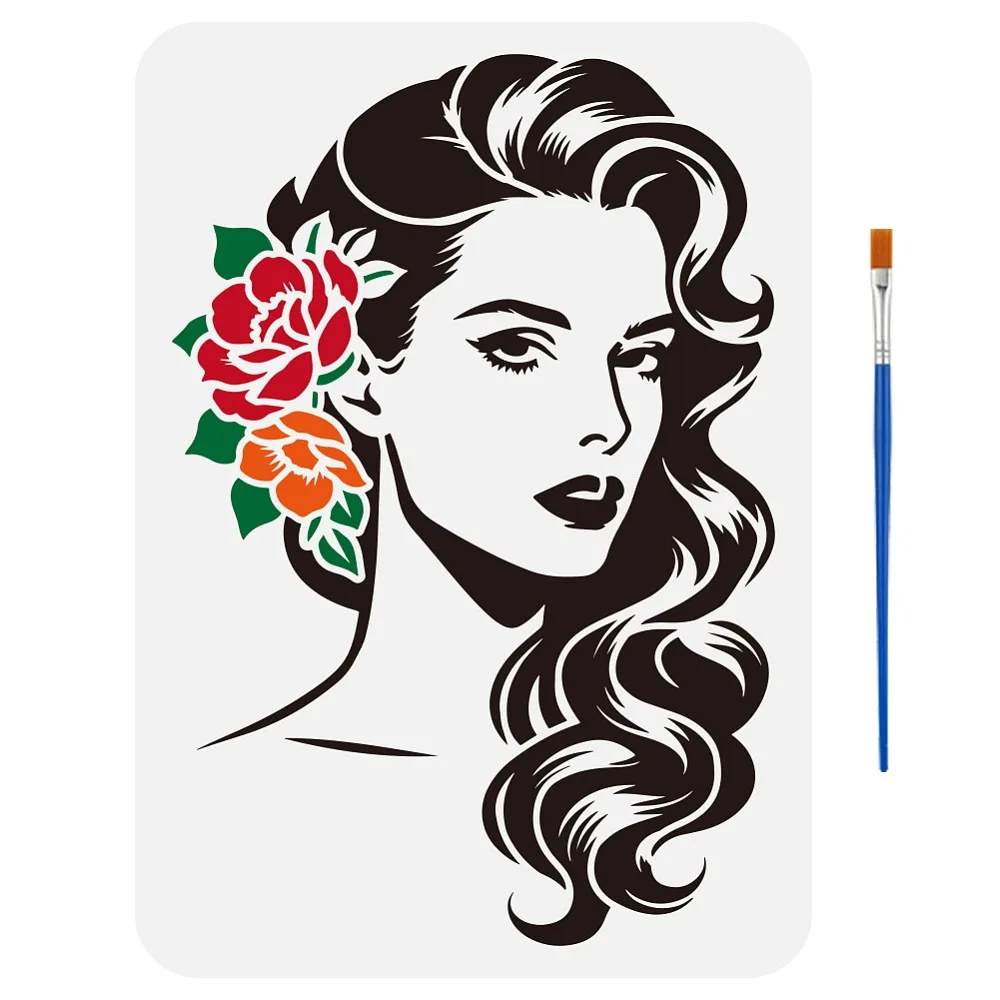 1pc PET Hollow Out Drawing Painting Stencils for Scrapbook Photo Album Human 297x210mm
