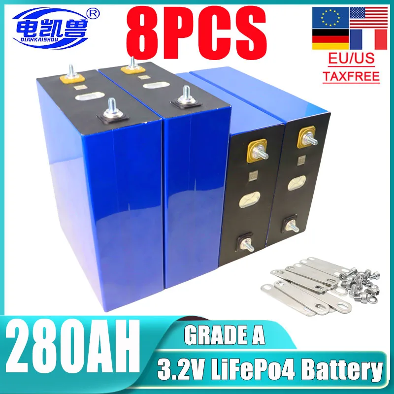 8PCS Brand new 3.2V 280ah 320ah LiFePo4 DIY 24V Camping vehicle lithium iron phosphate battery golf cart rechargeable battery