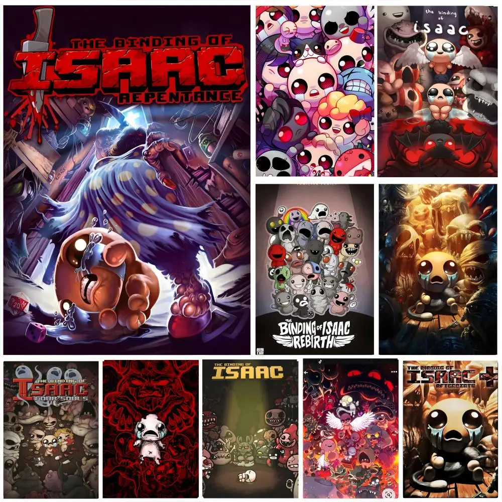 game T-The Binding of Isaac Rebirth Poster Self-adhesive Art Waterproof Paper Sticker Coffee House Bar Room Wall Decor