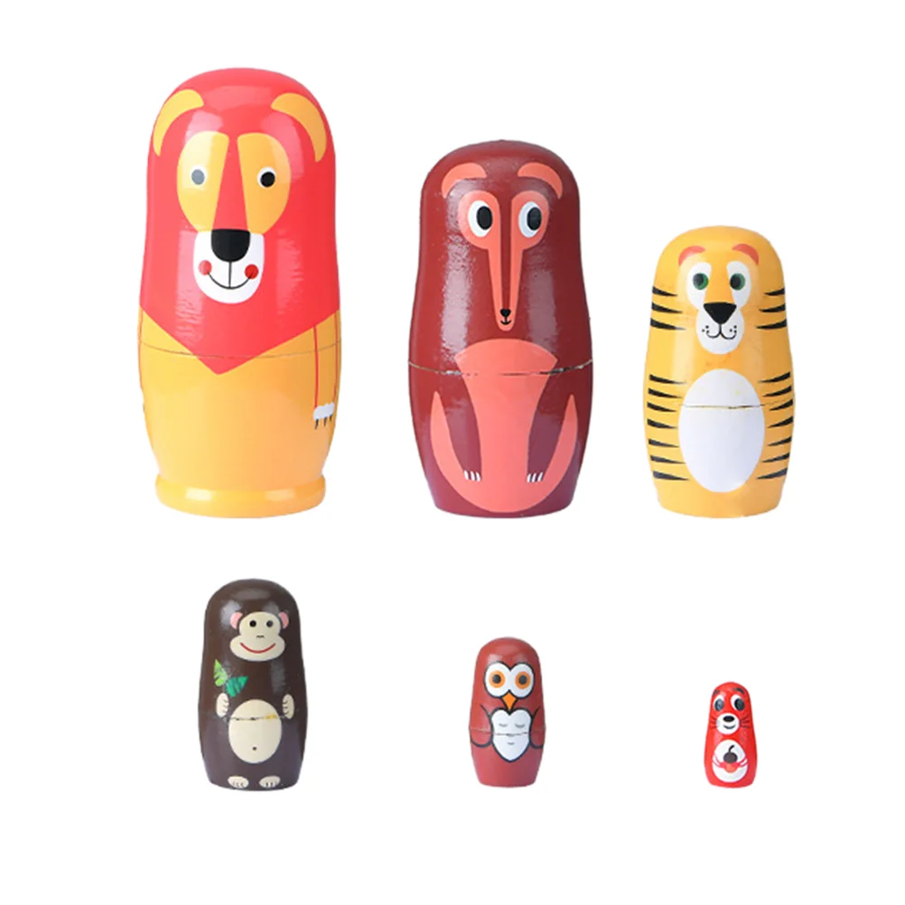 6 Pcs Matryoshka Kids Toys Cartoon Animals Nesting Dolls for Russian Children Gift Lotus Tree