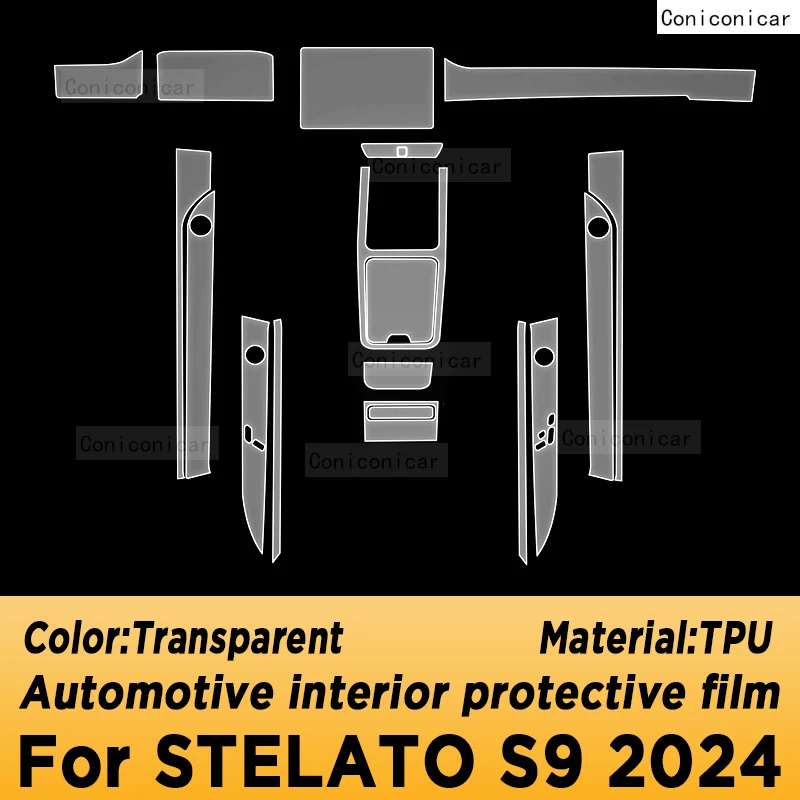 ل STELATO S9 2024 سيارة الداخلية مركز وحدة التحكم شفافة بولي TPU طبقة رقيقة واقية المضادة للخدش إصلاح فيلم الملحقات
