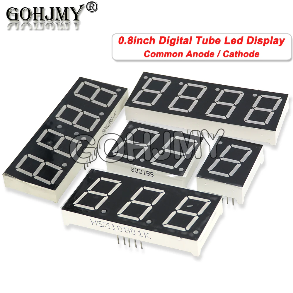 2PCS 0.8inch LED Display2 Bit 3 Bit 4 Bit  7 Segment Digit Tube Red Common Cathode / Anode Digital 0.8 Inch Led 