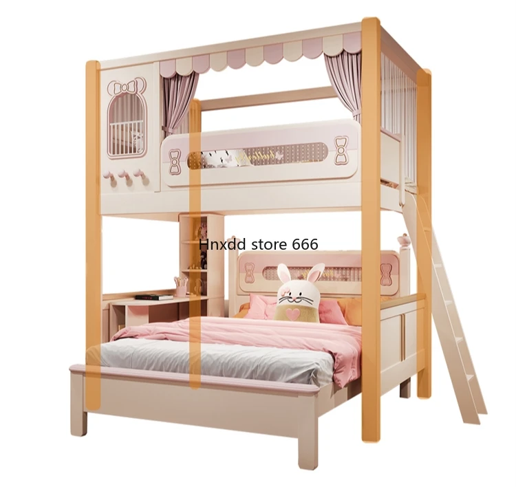 

High and low dislocation child and mother children's bed height guardrail solid wood bunk