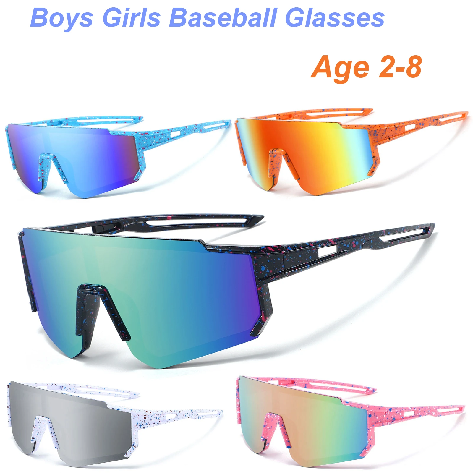 Age 2-8 Small Kids Sunglasses Boys Girls Cute Baseball Sun Glasses Bike Bicycle Goggles Outdoor Shades Sport Softball Eyewear