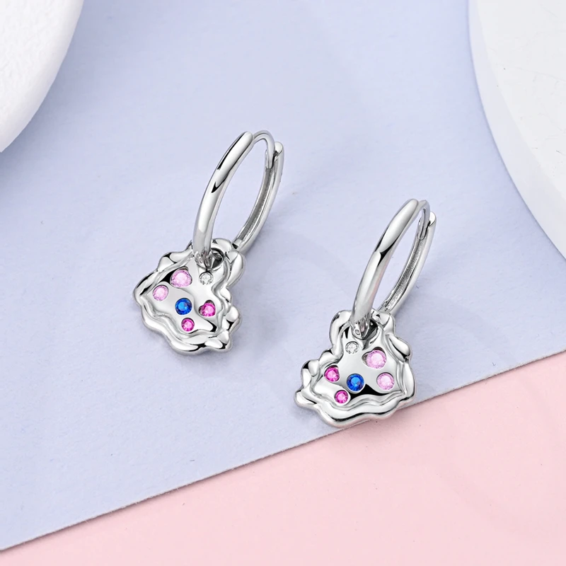 925 Sterling Silver Women's Fashion Colorful Star Butterfly Pendant Earrings Beautiful Elegant Party Jewelry Gift