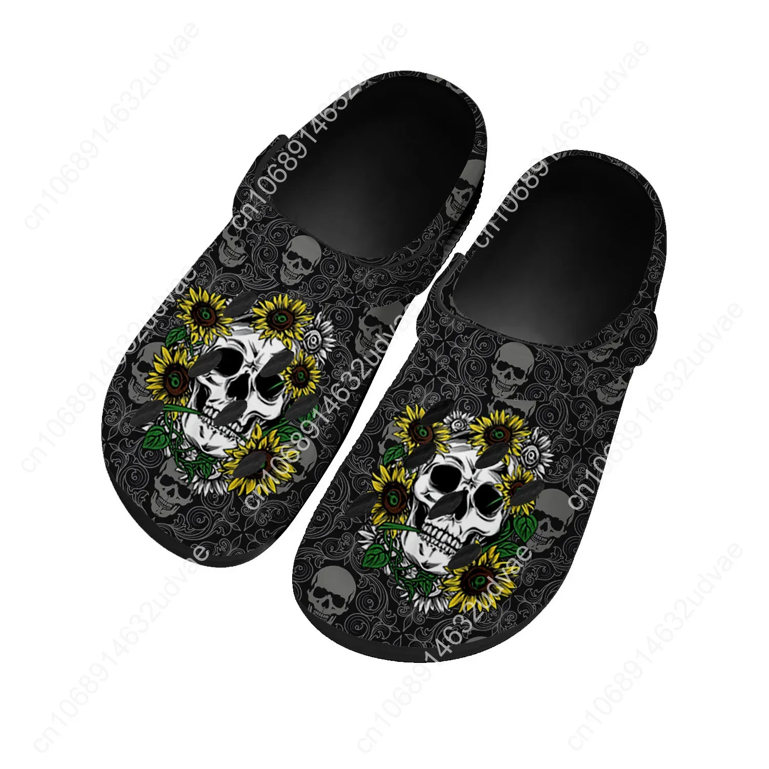 

Sunflower Skull Sandals Women Teenager Home Fashion Water Shoe High Quality Garden Breathable Comfort Beach Hole Slippers