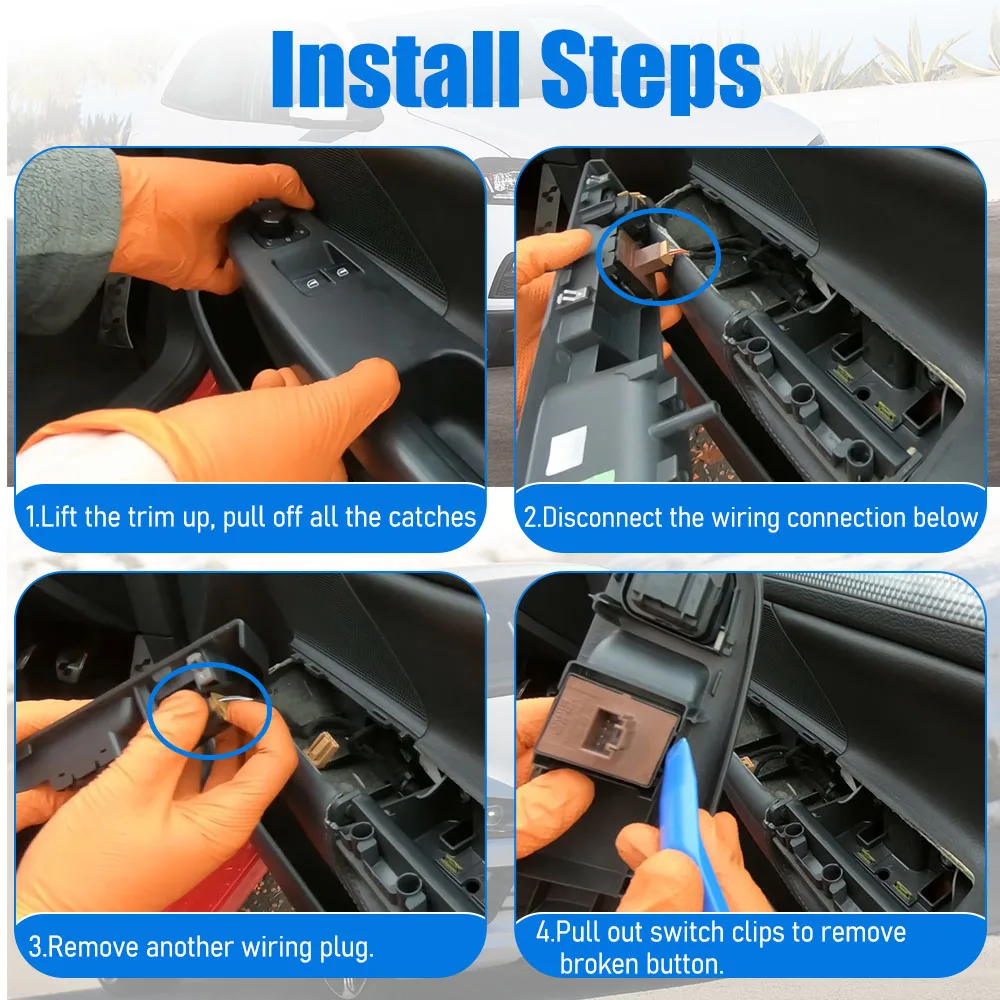 زر مفتاح التحكم بالنوافذ ، VW Eos ، Golf ، MK5 ، MK6 ، GTI ، 2 Door ، Scirocco ، Tiguan ، Polo ، 5K3959857A ، 5K3 ، 959 ، 857 A