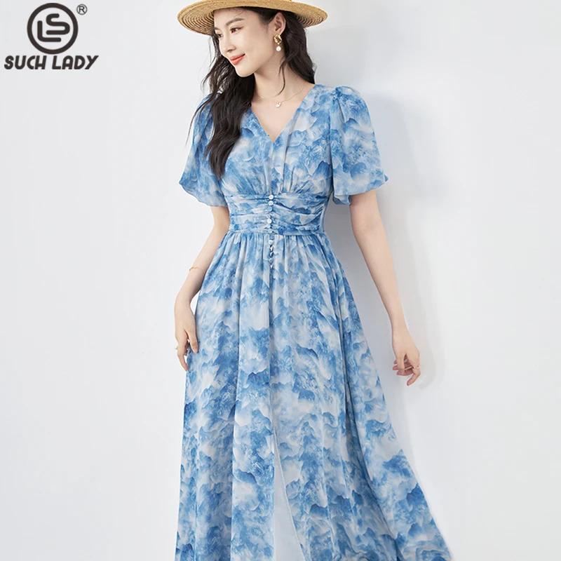 

Women's Runway Dresses V Neck Short Sleeves Ruched Waist High Street Casual Mid Vestidos