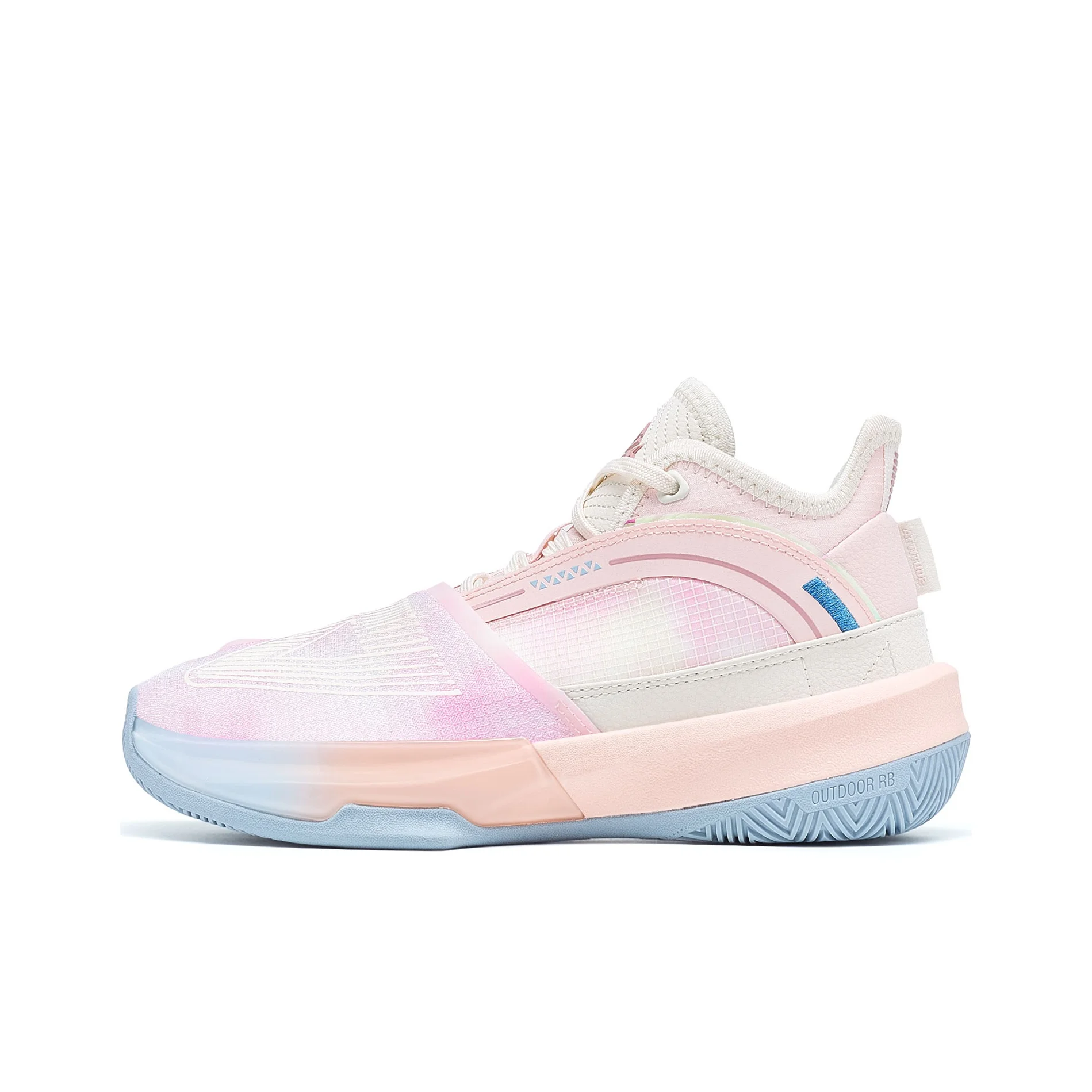 PEAK Taichi BIG Triangle 1.0 Basketball Shoes Women's Mid Top Pearl Powder/Blue/White ET24978A