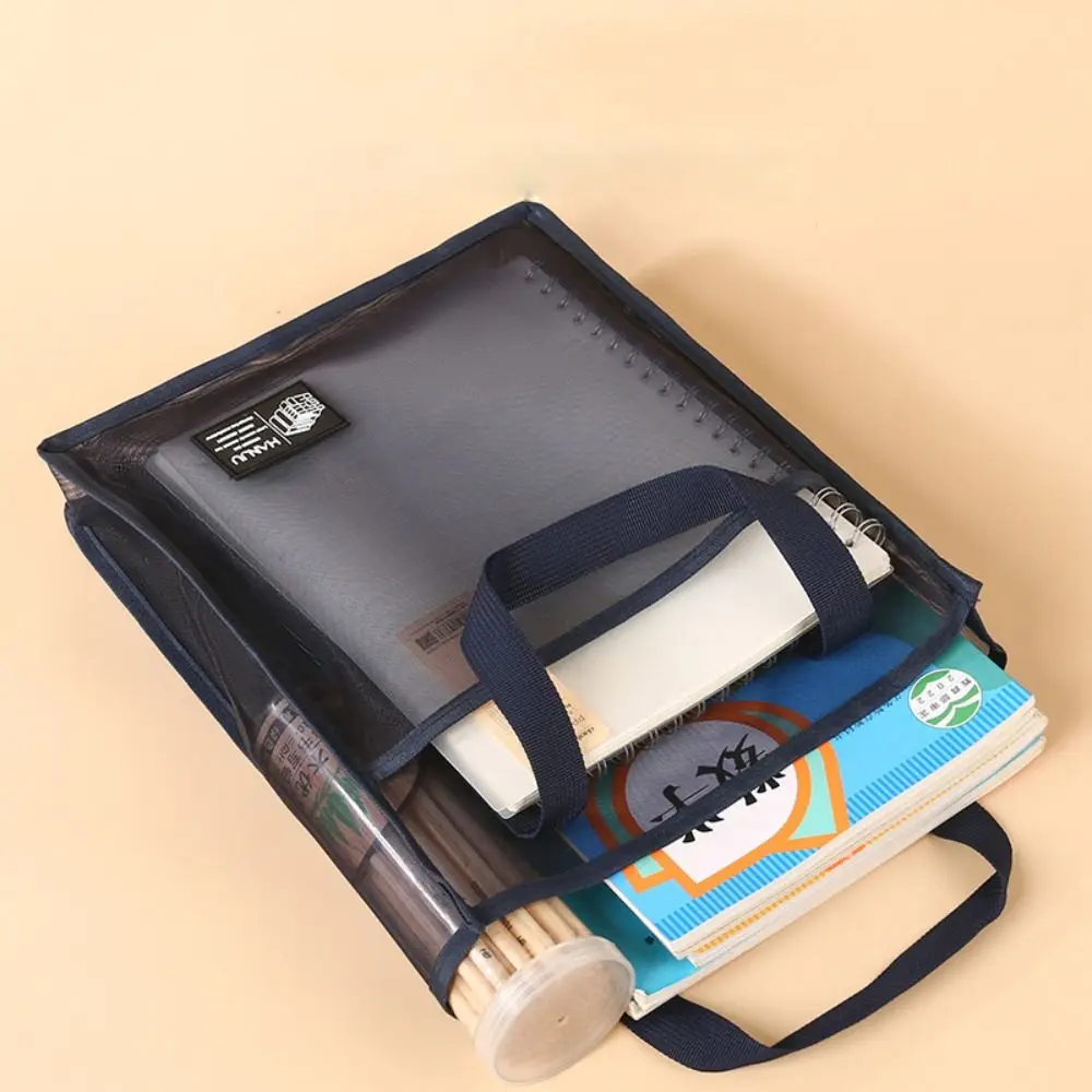 New Nylon Mesh Handbags Lightweight Solid Color Tote Bag Large Capacity Vertical Reusable Student Book Bag School Supplies