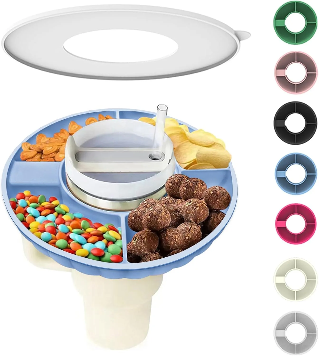 Snack Bowl for Stanley Cup 30oz Compatible with Stanley Quencher H2.0 Tumbler 30oz Reusable Silicone Snack Tray Stanley cup