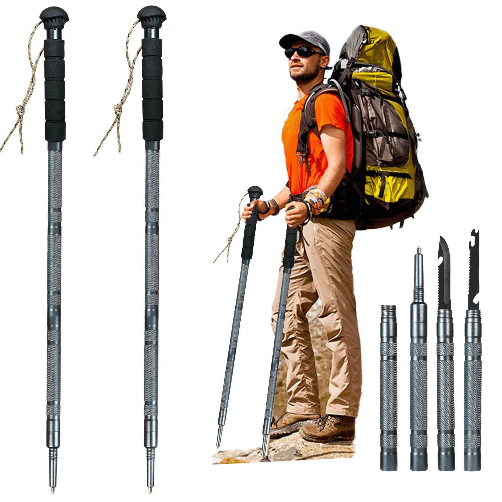 Trekkingstöcke Multifunktionale Aluminium-Wanderstöcke Ultraleicht Faltbar für Outdoor-Camping Wanderstab Verstellbarer Wanderstock – Detail 5