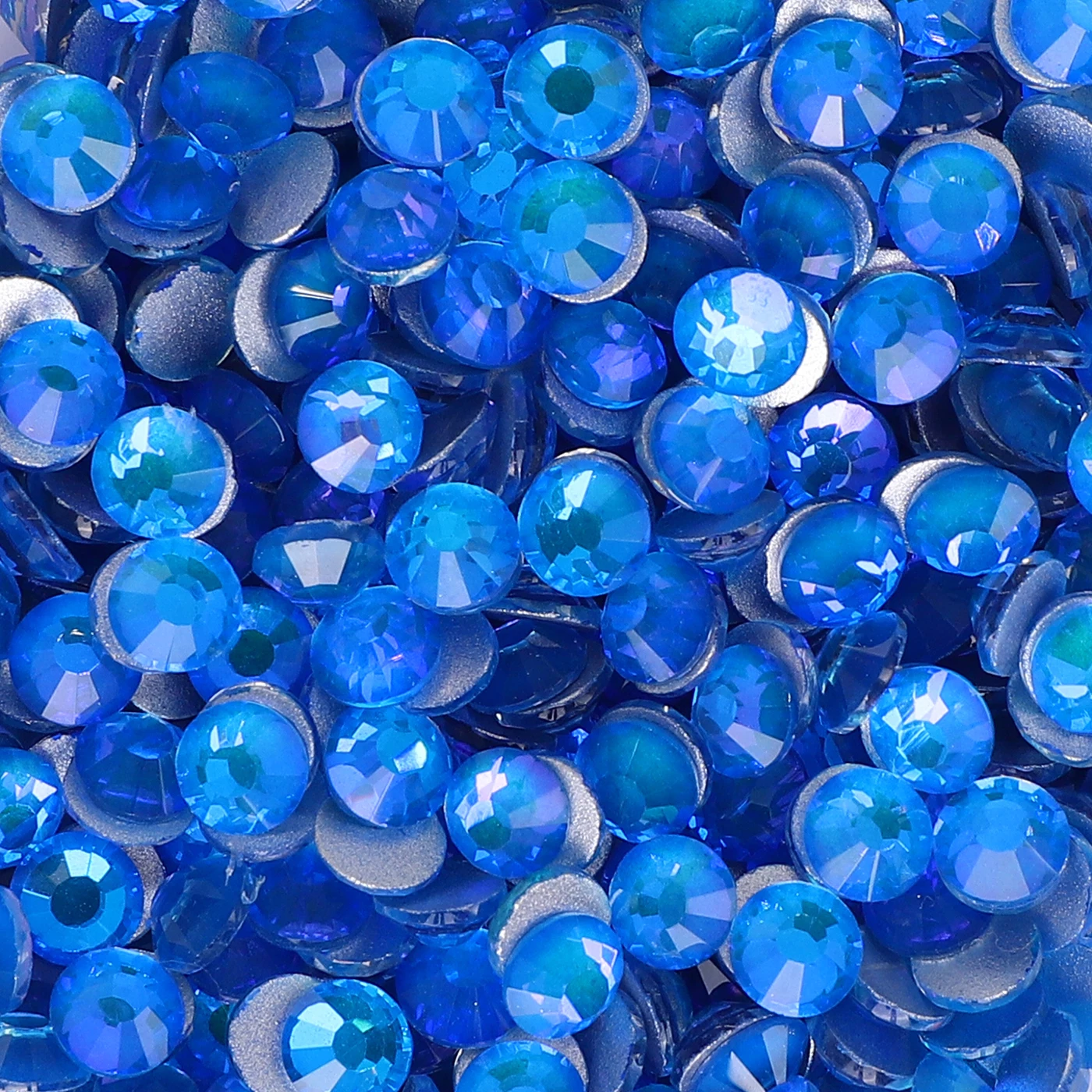 SS3-SS30 Flashing Series Silver Bottom Round Rhinestones Glitter Glass Non Hotfix Nail Art Crystal For Garment Decoration