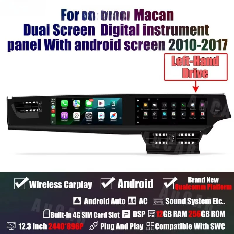12.3インチ Android 13 最新カーラジオ GPSナビゲーション ポルシェ マカン 2010-2017 デュアルスクリーン デジタルメーター Androidスクリーン