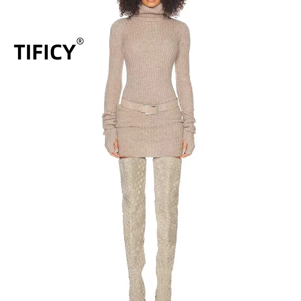 High Street Wool Dress Women's Pile Collar Slim Fit Autumn and Winter Logn Sleeve Slim Party Dresses Autumn and Winter New