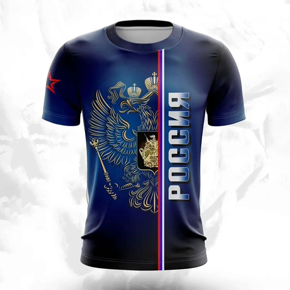 Russiant Shirt für Männer Mode Russland National flagge Druck muster Kurzarm übergroße T-Shirt Freizeit O-Neck T-Shirt Streetwear
