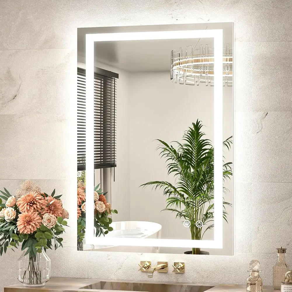 

Зеркало для ванной с LED-подсветкой 24 x 36 дюймов, более яркое, с подсветкой спереди и сзади, 3-цветное, с регулировкой яркости, L