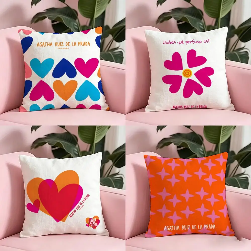 Fashion Agatha Ruiz de la PradaS Cushion Cover Anti-dustmite Pillowcase Invisible zipper silky short plush Sofa cushion cover