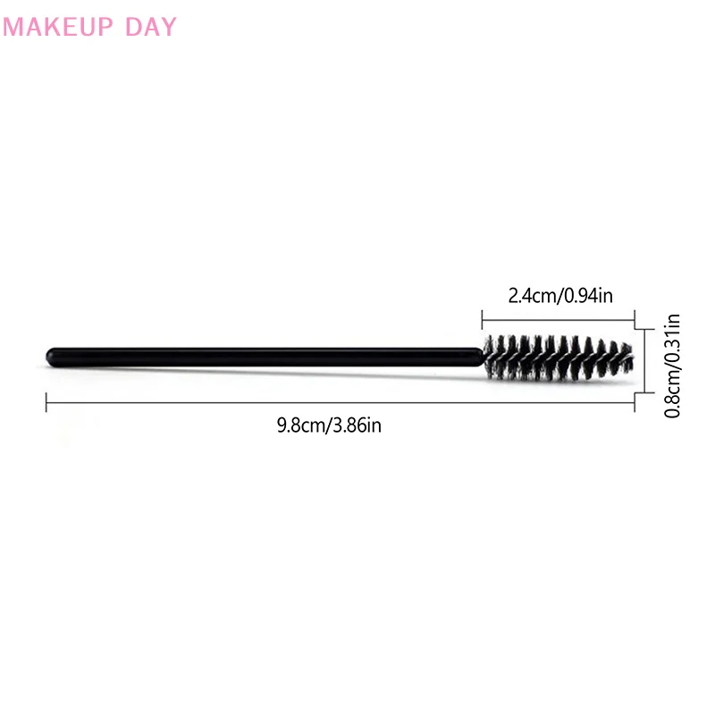 50 Stuks Glanzende Wegwerp Wimper Borstel Applicator Wands Krultang Mascara Wenkbrauw Make-Up Tools Kam Toverstokken Spoelen Borstels