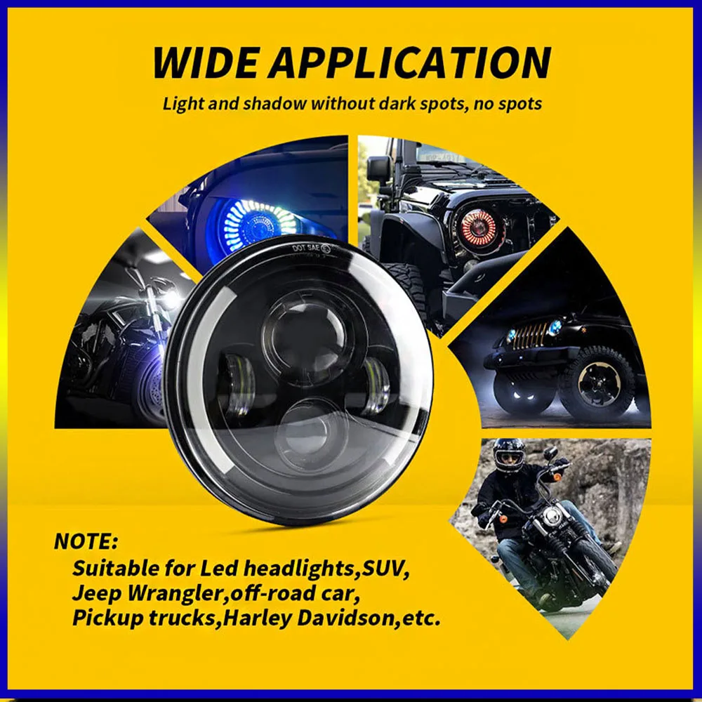 

7-inch Wrangler Headlights, High Brightness Car Motorcycle Headlights, Off-road Vehicle Headlights, LED Headlights Modification