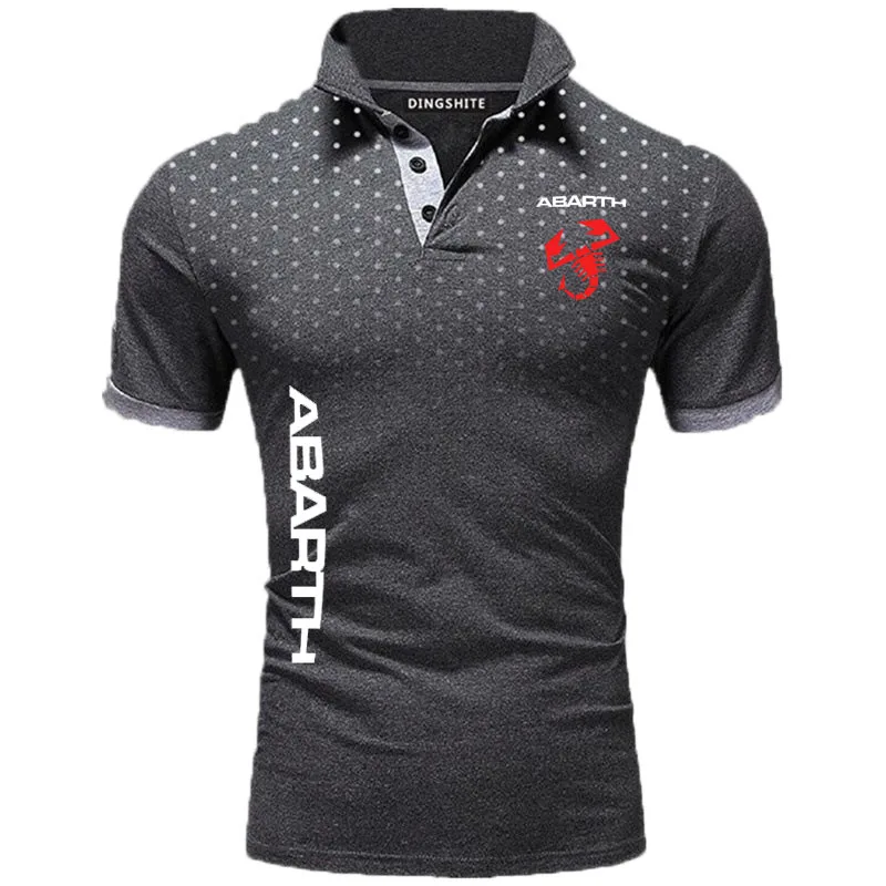 Polo Shirt Summer High Quality Men Cotton high-end business Casual Lapel short sleeve abarth logo print T-shirt top