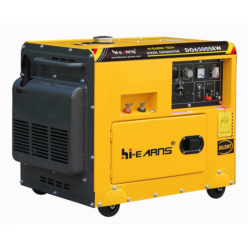 Hiearns 2.25kva 1.8KW Silent Type diesel Generator Portable DG6500SEW Air Cooled 220V Single-Phase DC Output for Welding