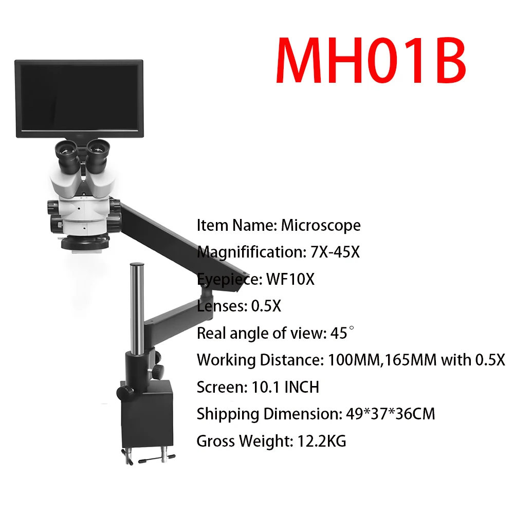 

2026 All New 7*45X Binocular Jewelry Engraving Precision Stereoscopic Microscope with Screen - Jewelry Engraving Tools MH01B
