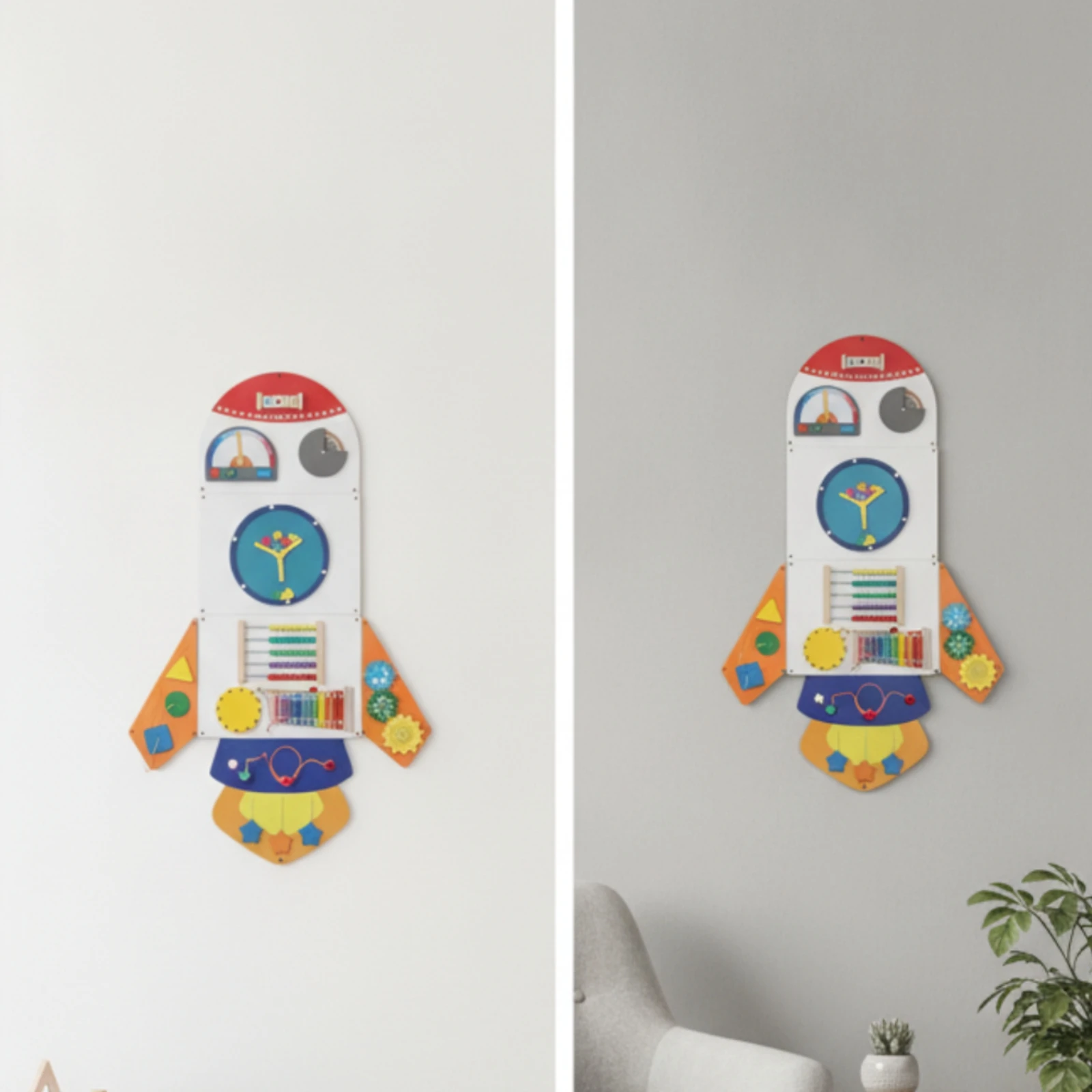 jouet-educatif-tableau-d'activites-en-bois-en-forme-de-vaisseau-spatial-colore-tableau-d'activites-en-bois-avec-elements-interactifs-bords-arrondis