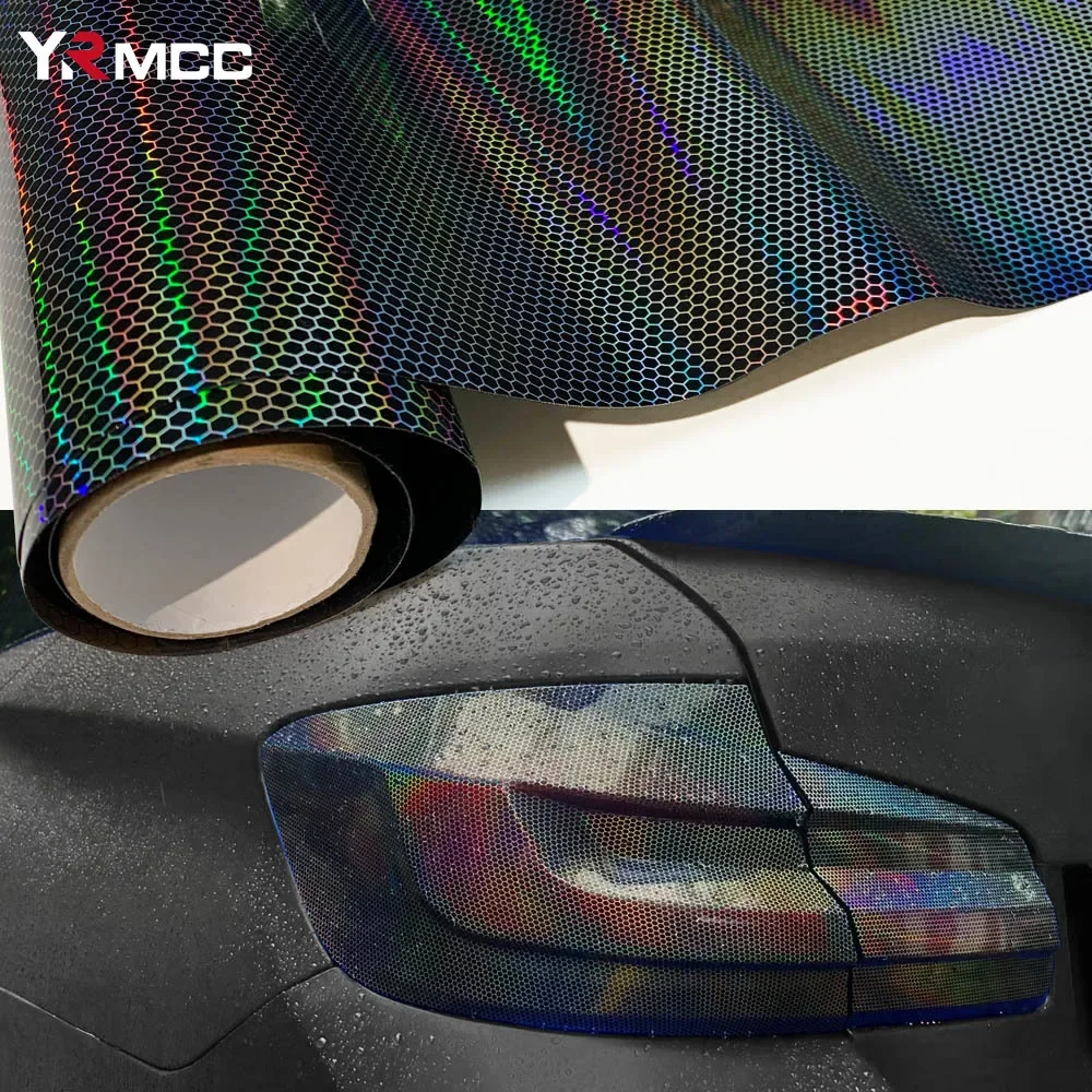 Car Honeycomb Headlights Stickers Waterproof Self Adhesive Motorcycle Honeycomb Headlight Modify Taillight Film for Car Styling