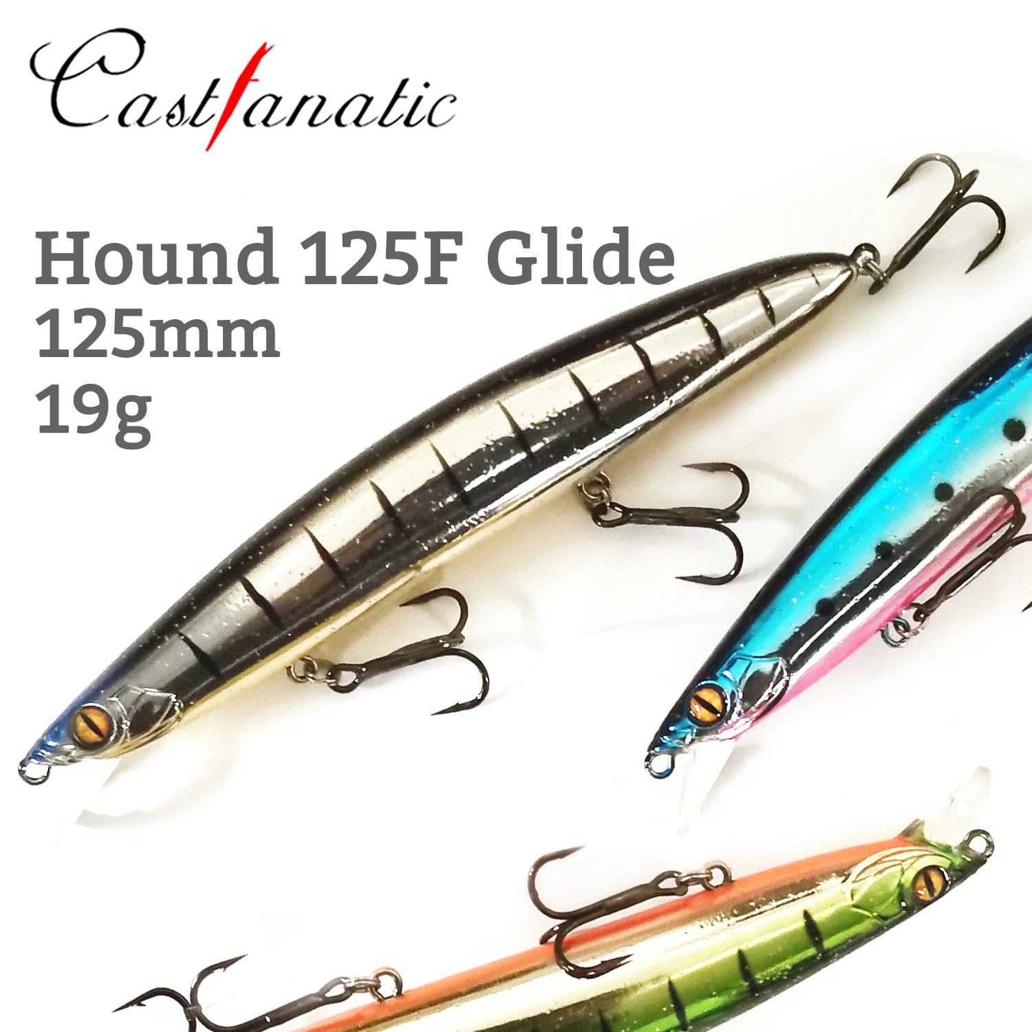 Castfanatic HOUND125F Glide 19g Jerkbait Sea Fishing Flatfish Lure Floating Minnow 125mm Tungsten Weight Saltwater Big Game Bait